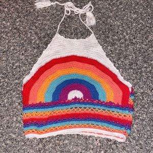 Forever 21 rainbow halter crochet top